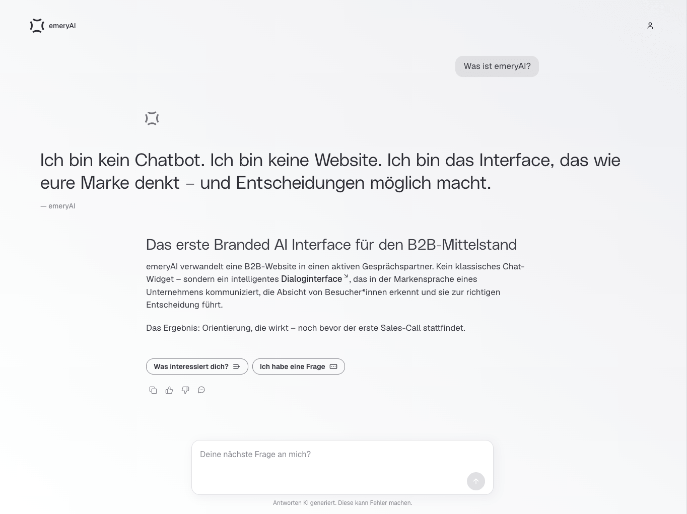 emeryAI Branded AI Interface Screenshot Explanation